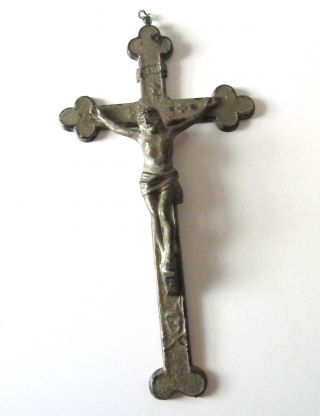 Rare 1800s Metal Wall Crucifix W Skull & Crossbones Religious Antique 9 " Tall