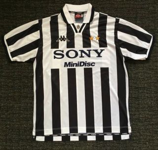 Vintage Kappa Sony Minidisc Soccer Futbol Jersey Striped 90s Juventus Italy