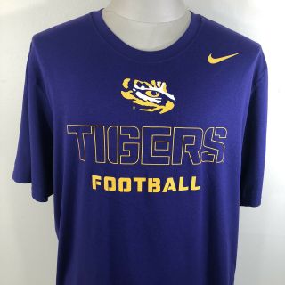 Nike Dri - Fit Lsu Tigers Football Purple Athletic Workout T Shirt Men 