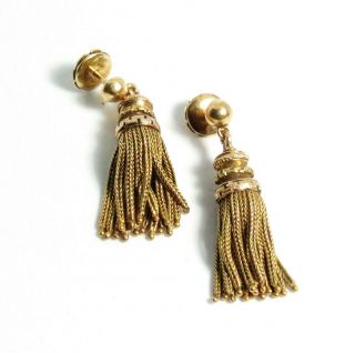 Antique,  French,  18k Yellow Gold,  Enamel Tassel Earrings
