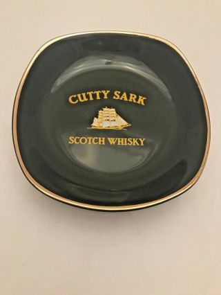 Set Of 3 Cutty Sark Scotch Whisky Wade Ceramic Cigarette Ashtray Bar Gold Rim