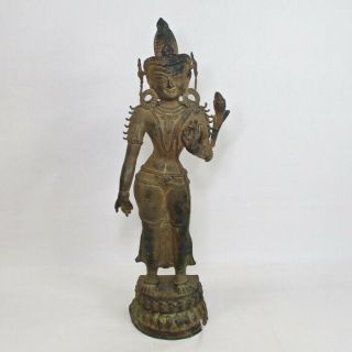 E341: Chinese Or Tibetan Buddhist Statue Of Tasteful Copper Ware