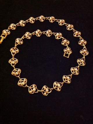 Vintage Signed Napier Gold Tone Pearl Cluster Choker Necklace