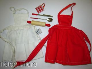 Vintage Barbie Doll Fashion Pak Clothes Bbq Apron & Utensils Red & White