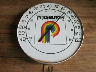 Vintage Pittsburgh Paints Bubble Glass Advertising Sign Thermometer No Glass 12 "