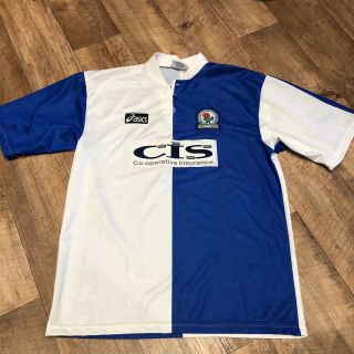 Vintage Asics Blackburn Rovers Home Shirt 1996/97 1997/98 Xl Retro Extra Large