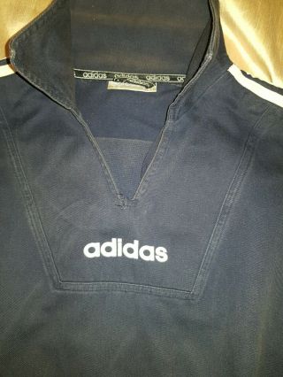 Vintage Navy / White Adidas Rugby Shirt Jersey Jacket Cotton 40 - 42 Size L