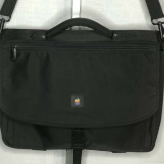 Vintage Rainbow Apple Logo Laptop Case Messenger Bag Black Shoulder Strap 15 "