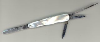 Antique York Knife Co Hammer Brand Mother Of Pearl Whittler Pocket Knife