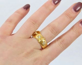 Stunning Antique Edwardian 18ct Gold Diamond (0.  16ct) set Buckle Ring c1909 2