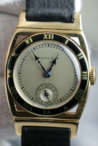 VINTAGE HAMILTON PIPING ROCK Cal 979 - F 14KT SOLID GOLD WRISTWATCH RARE 2