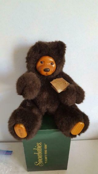 Vintage 1989 Ornate 12 " Raikes Bears,  Brown,  Wood,  Signed,  Jointed,