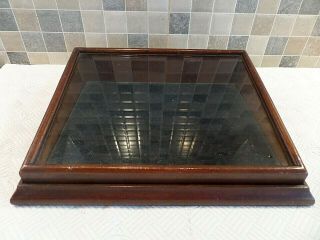 EDWARDIAN SMALL MAHOGANY DISPLAY CASE WITH LIFT OFF GLASS LID & VELVET CUSHION 2