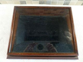 EDWARDIAN SMALL MAHOGANY DISPLAY CASE WITH LIFT OFF GLASS LID & VELVET CUSHION 3
