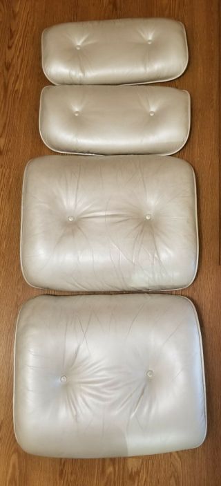 Post - 1971 Herman Miller Eames Lounge Chair/ottoman Ivory Leather 4 Cushions Set