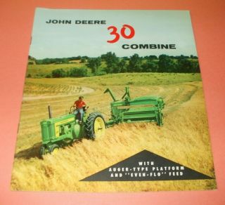 Vintage 1958 John Deere 30 Combine Farm Equipment Sales Brochure -