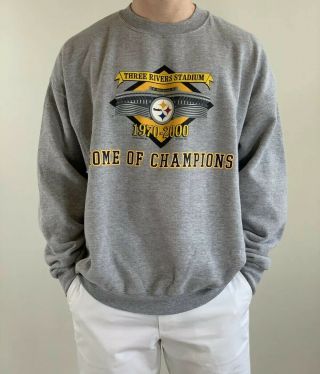 Vintage 2000s Pittsburgh Steelers Sweatshirt All Over Print Gray Xl Lee