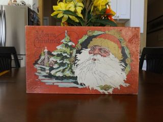 Rare Vintage Antique Christmas Santa Image Cardboard Candy Box