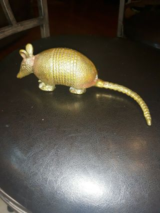 Vintage Brass Armadillo Figurine/paperweight - 8.  5” Long