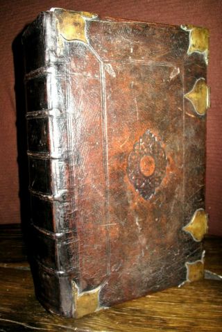 1714 Holy Bible Fine Binding Kjv W/ Geneva Notes Folio Antique Maps Amsterdam