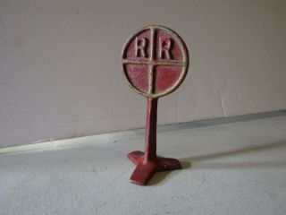 Vintage Antique Arcade Cast Iron Sign - Rr (railroad) Crossing