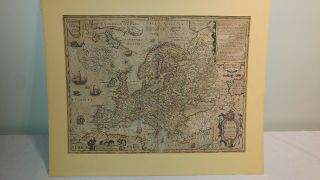 Rare 17th Century Map Of Europe By Jodoco Hondio