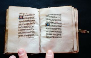 1430 Illuminated Manuscript On Vellum,  So Very Very Rare Book Of Hours