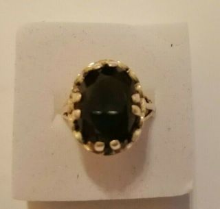 Vintage Sterling Silver Ring With Large Smokey Topaz Stone - Size L/m