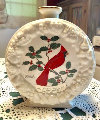 Vintage 1970s Porcelain Cardinal Decanter From Old Rip Van Winkle 20786