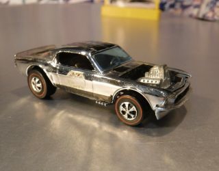 Vintage Hot Wheels Rsw Redline Mustang Boss Hoss Silver Special Chrome Brown Int