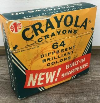 Crayola 64 Crayons Built - In Sharpener Vtg Binney & Smith Incomplete