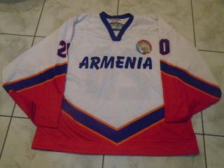 Iihf Armenia Game Worn White Jersey 20 Baluyan Goalie Tackla