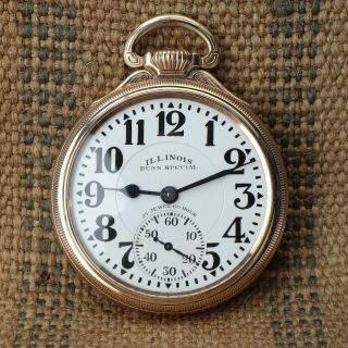 Vintage Illinois Pocket Watch 16s - 23j 60 Hour Illinois Bunn Special Rr Grade