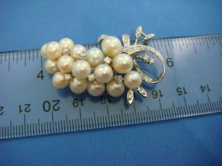 STUNNING HANDCRAFTED ANTIQUE 18K WHITE GOLD BROOCH WITH DIAMONDS AND PEARLS 3