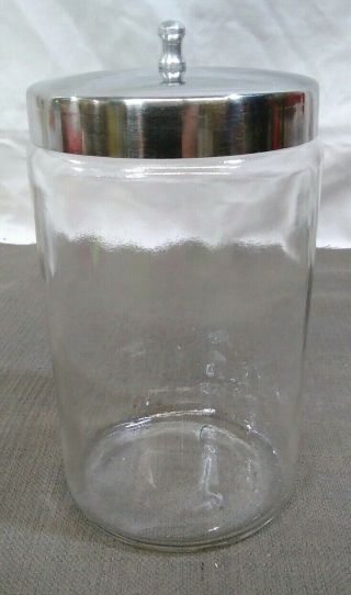 Vintage Doctor Nurse Office Tongue Depressors Glass Apothecary Jar Cotton Glass
