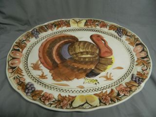 Vintage Hand Painted Turkey Platter 19 " X 14 5/8 " - Japan
