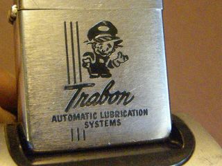 Zippo 1954/55 Pat.  Pend.  - " Trabon Automatic Lube Systems " Great Graphics