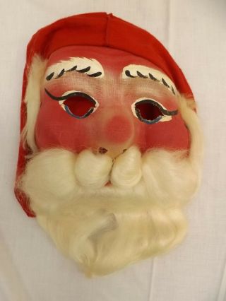 Vintage 1950s UNWORN Dessart Sanitized Santa Mask with Wool Hood 3