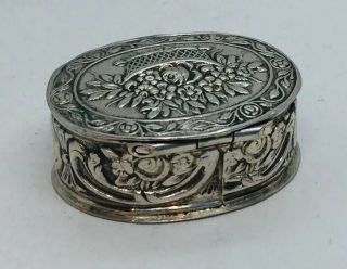 Antique German 800 Silver Flower Basket Design Pill Box 3