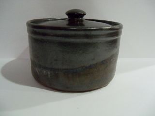 Vintage Brown Pottery,  Arden N.  C.  Dark Brown.  Bowl With Lid.  Rare.  Hand Made