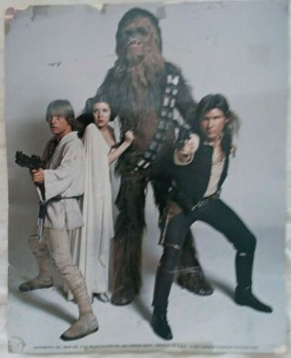Vintage 1977 STAR WARS Fan Club Color Glossy Photo (8x10) Luke,  Leia,  Han,  Chewie 2