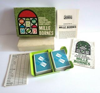 Complete Vintage Mille Bornes French Card Game 1962 Parker Bros 60s