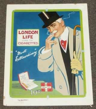 Large Antique London Life Cigarettes Schlegel Lithograph Printer 