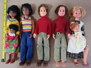 1970s 7 Sunshine Happy Family Dolls Mattel Hattie Hal Hon Stephie Steve Sweets