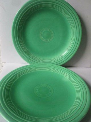 2 Vintage Fiesta Dinner Plates 10.  5 Inch Green Homer Laughlin