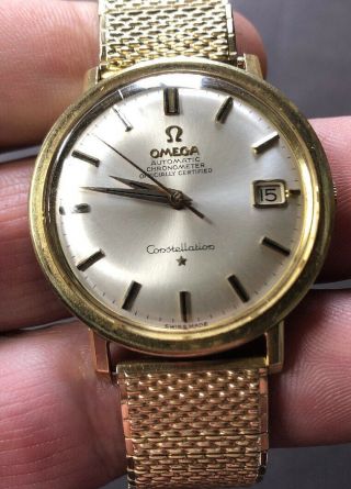 Omega 168.  004 Constellation Chronometer Gold & Ss Vintage 35.  5mm Estate Find