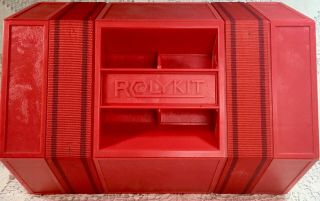 Vintage Red Rolykit Roll - Up Storage Box 43 " Long Sewing Fishing Hardware Craft