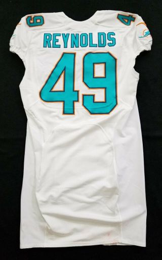 49 Micajah Reynolds Of Miami Dolphins Nfl Locker Room Game Issued Jersey