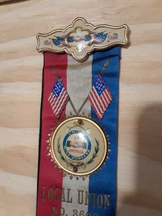 Antique United Mine Workers of America UMWA Ribbon Badge 3