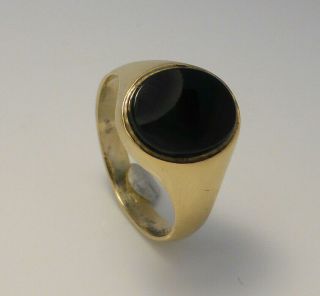 Fine Lovely Vintage Gold On Sterling Silver & Onyx Signet Ring Uk Size S 3.  6g